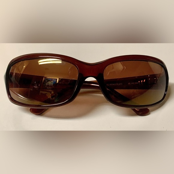 1990s Vintage Unisex Adult MAUI JIM Polished Sepia Brown Sunglasses w/ Zip Case - Picture 1 of 16